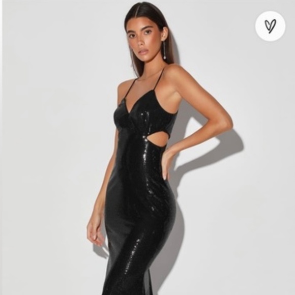 Lulus Dresses & Skirts - Black Sequin Cut-out Dress
